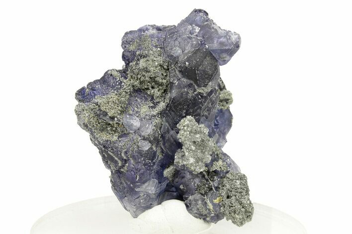 Purple Cube-Dodecahedron Fluorite Crystal with Quartz - China #257585